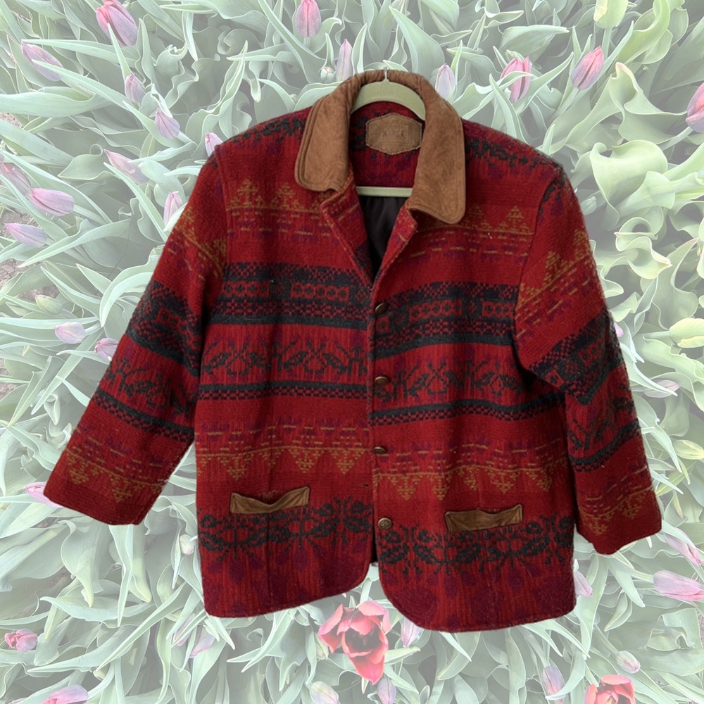 Red Woolrich blanket coat-vintage
